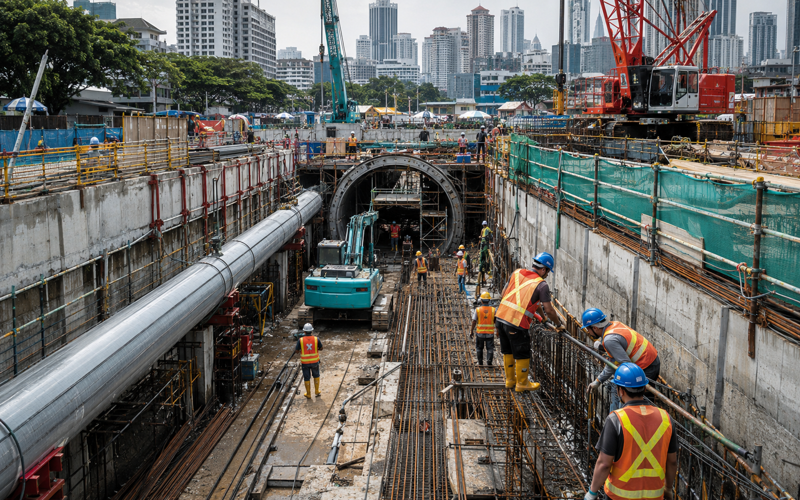 Construction site in urban landscape